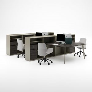 Bàn Làm Việc Nhân Viên 4 Vị Trí Ngồi Kèm Tủ OSK BNVT4